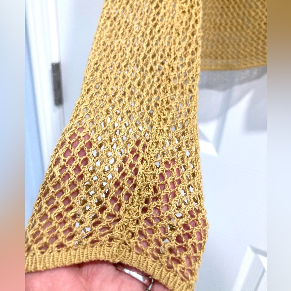 Eileen Fisher Gold Knit 100% Linen Layering Top Sweater S-M - Picture 9 of 10
